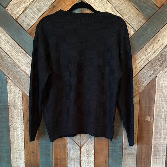Black Crewneck Sweater with Soft Texture - Picture 2 of 3